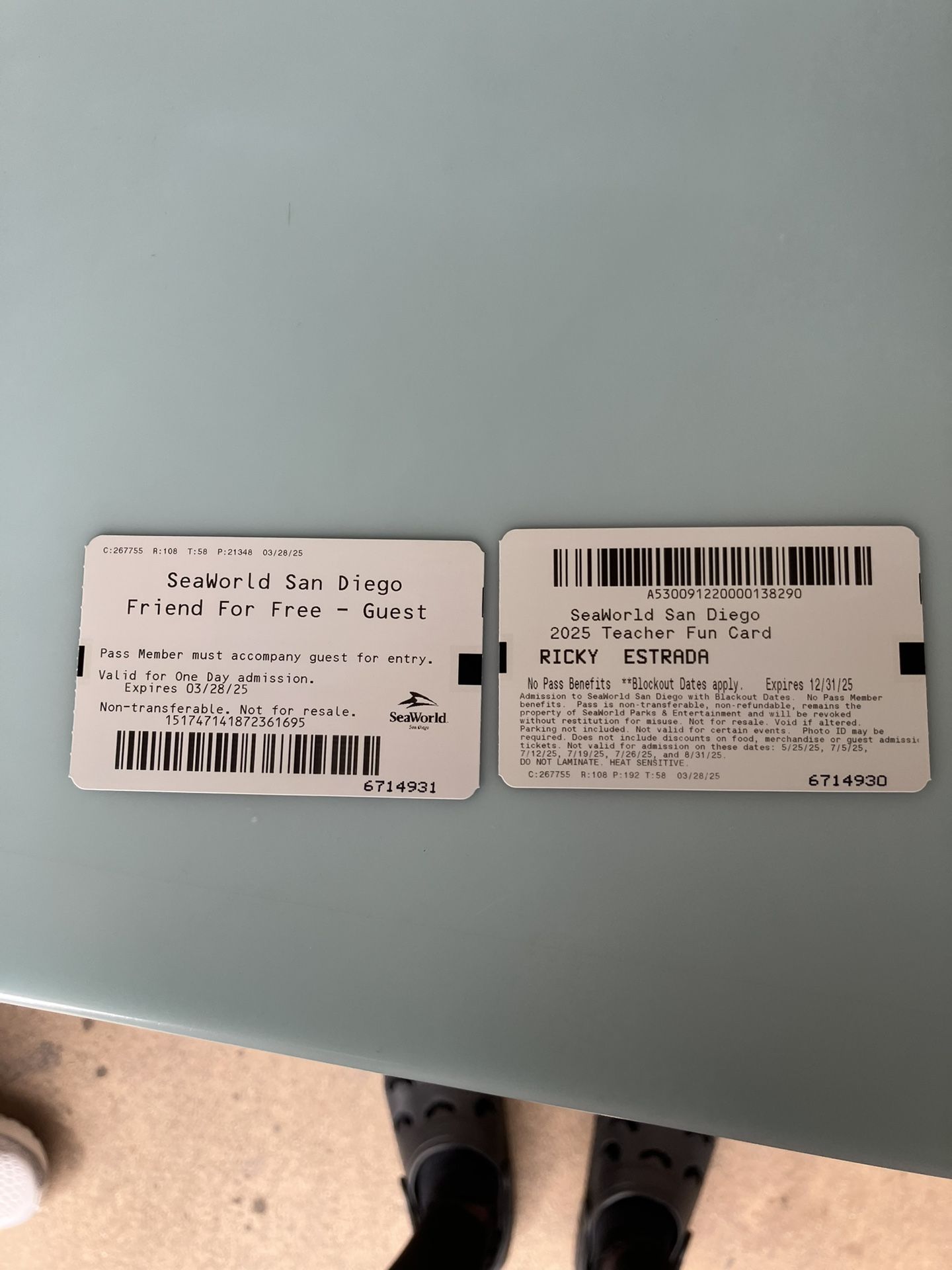 Sea world fun card and companion pass