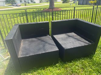 Black Wicker Outdoor Sectional Chairs Set of 2