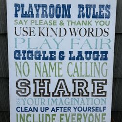 Playroom Rules sign 