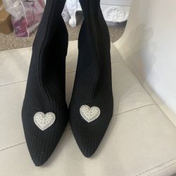 Black Stretch Knit Ankle Boots Size 10