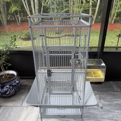 Silver Metal Bird Cage 