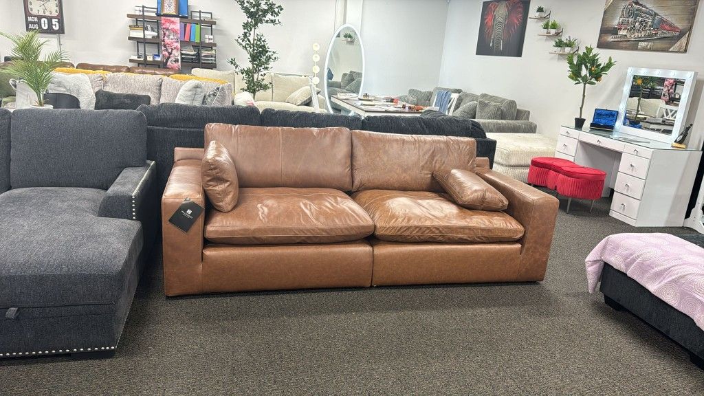 New🎯$10 Down Payment Finance 🎯Emilia Caramel 2 Piece Sectional Loveseat