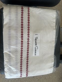 Beautiful red and white shower curtain/red dots