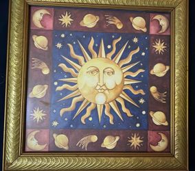 Vintage Celestial Sun Moon Framed Art Print