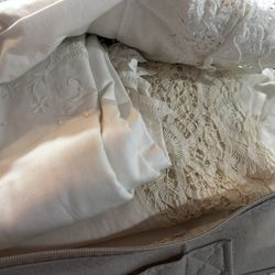 Antique Lace Table Cloths, Bedding, Doyle’s, Ect.