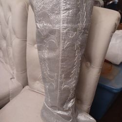 Silver High Thigh Boots