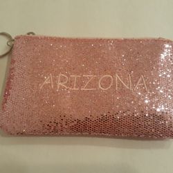 Light Pink Glittery Zippered Change Purse ~ Arizona