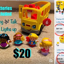 $20 Fisher Price sit with Me Little People School Bus 🚌 with 4 Characters,Batteries included