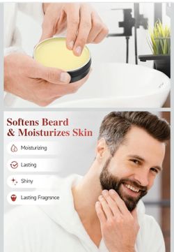 Beard Balm，5% Concentration Biotin Beard Balm for Men (2 oz) - Natural Mens Beard Oil with Castor