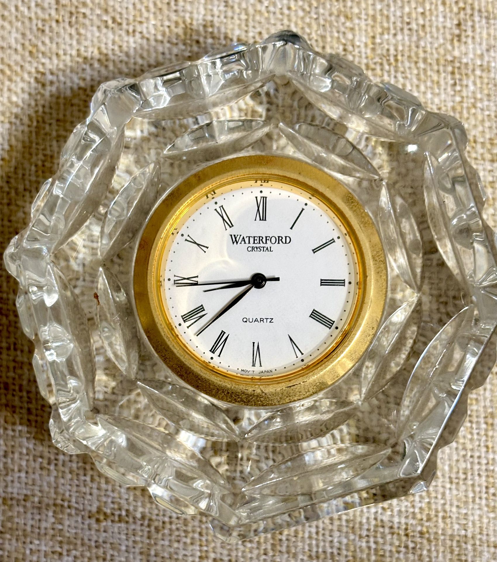 Vintage Waterford octagonal Crystal Desk Clock/paperweight