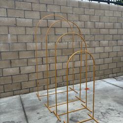 Gold Metal Wedding Arch Chiara Backdrop Stand Floral Display Frame With Round Top