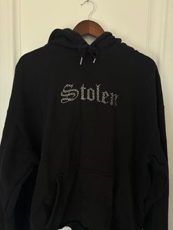 Rhinestone Stolen Black Hoodie Cut