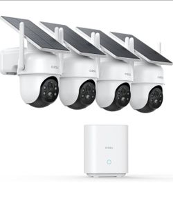 AOSU Security Cameras Outdoor Wireless, 4 Cam-Kit, No Subscription, Solar-Powered, Home Security Cameras System
