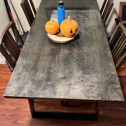Custom Made | 1.5 Inch Thick Black Stained Birch Kitchen Table 