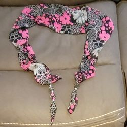 Sheer Black/Pink/White Scarf With Silver Bead Embellishment