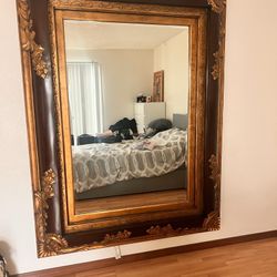 Antique Real Wood Mirror 