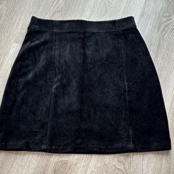 Arizona Jean Co Black Corduroy Pencil Mini Skirt Elastic Waist Front Slits Size 