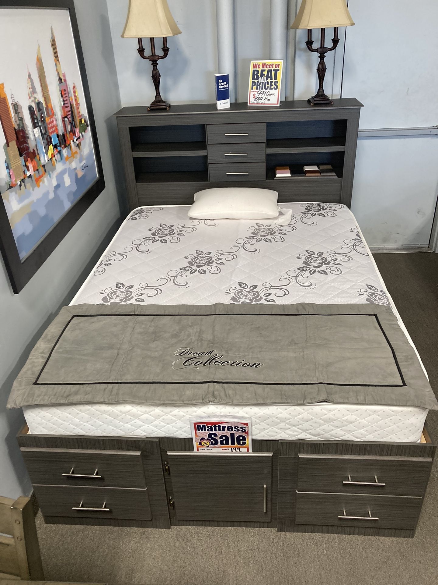 Customizable 15 Drawer Queen Sz Storage Bed🐘👑 $899 Many Colors Available✅
