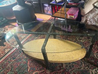 FIRM PRICE. Gorgeous Glass top metal mid century vintage coffee table , taken apart