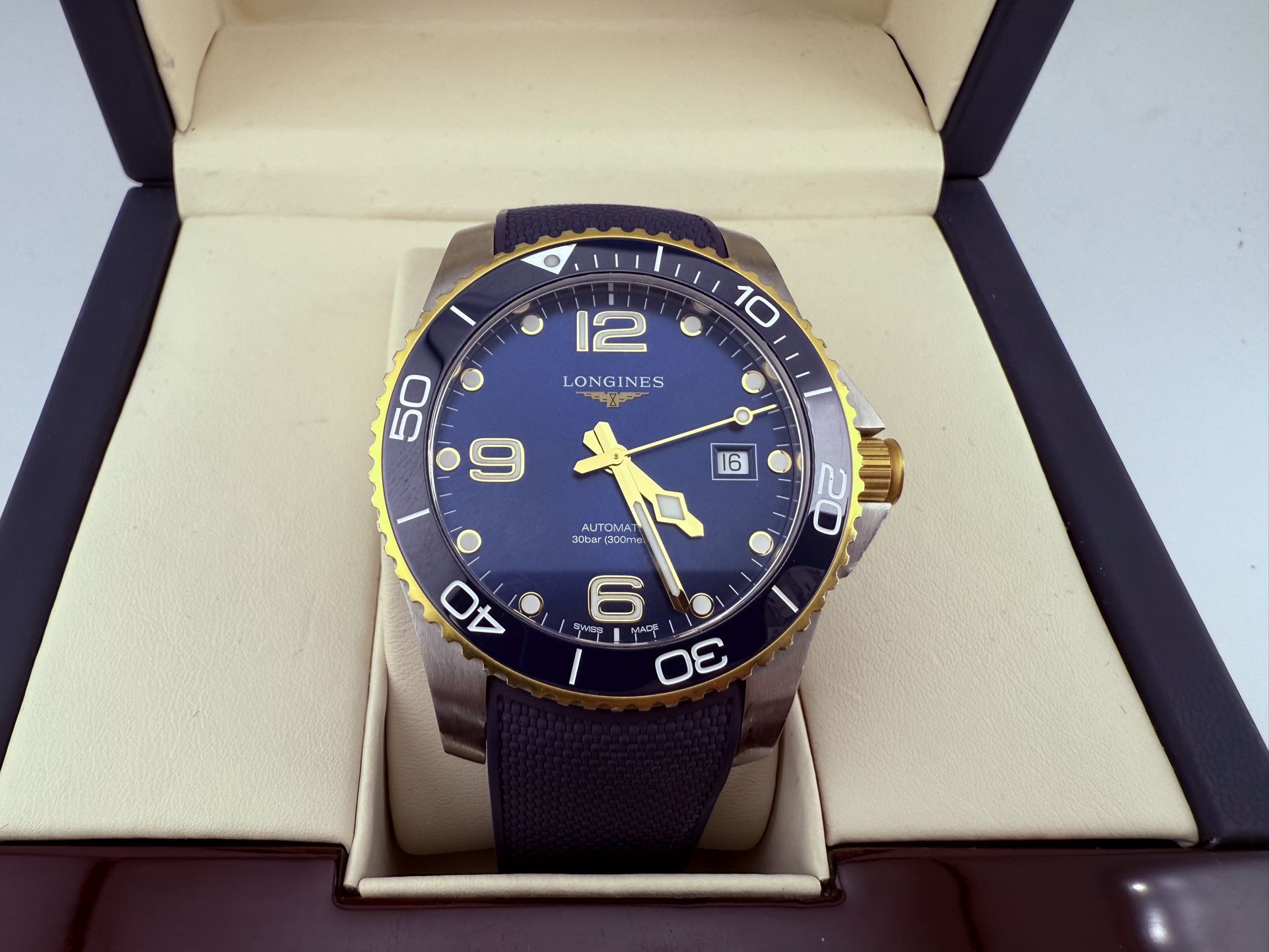Longines Hydroconquest Auto 43mm SS Blue Yellow Gold Men's Watch L3.782.3