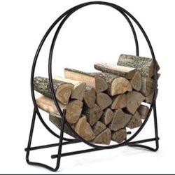 30" Tubular Steel Log Hoop Firewood Storage Rack OP70547