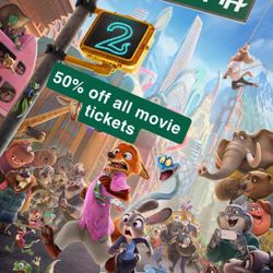 50% Off All Movie Theater Tickets