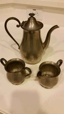 Continental Pewter 804 coffee, tea pot, sugar bowl, creamer pitcher