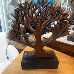 Tree of life, solid carved wood sculpture
