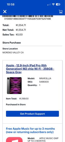 Apple - 12.9-Inch iPad Pro (6th Generation) M2 chip Wi-Fi - 256GB - Space Gray.