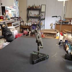 Vintage MCM Mercury The Roman God Of Trade, Luck & Communication - Bronze Casting Statue On Marble Base 11" Tall 