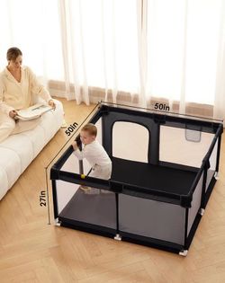Baby playpen mesh black 127cmx127cm new in box comes with mesh door