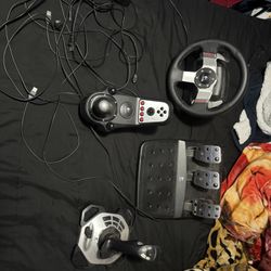 🎮 Logitech Racing Wheel + Pedals + Shifter + Flight Stick (Full Setup)