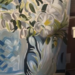 Original floral painted artwork