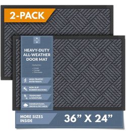 NEW 2-Pack Heavy-Duty Door Mats – 24” x 36”