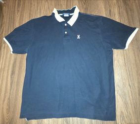 Psycho Bunny Pique Polo Shirt Men's Size L Navy 100% Pima Cotton Large Logo
