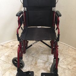 19” Lightweight Red Transport Chair By Nova