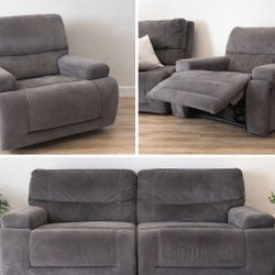 Reclining Sofa + Matching Recliner – Super Comfortable – Gray