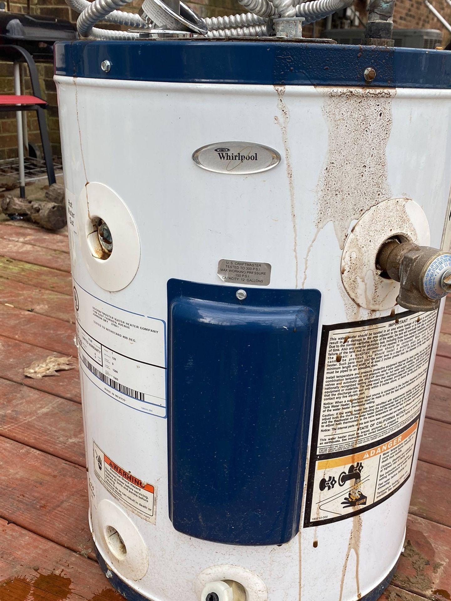 Whirlpool 15 gallon water heater