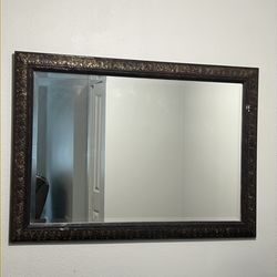 Rustic textured rectangular mirror