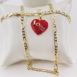 Corazónes y cadena oro laminado 14k/14k gold plated hearts and chains-Rosado. pink 6