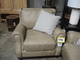 Leather Italia Tilton Taupe Leather Roll-Arm Chair