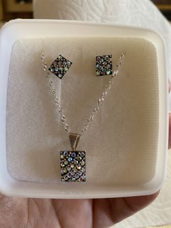 User De Aretes Y Cadena Con Dije Plata 9.25