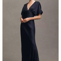 BHLDN Anthropology Amelia Deep-V Satin Dress 14