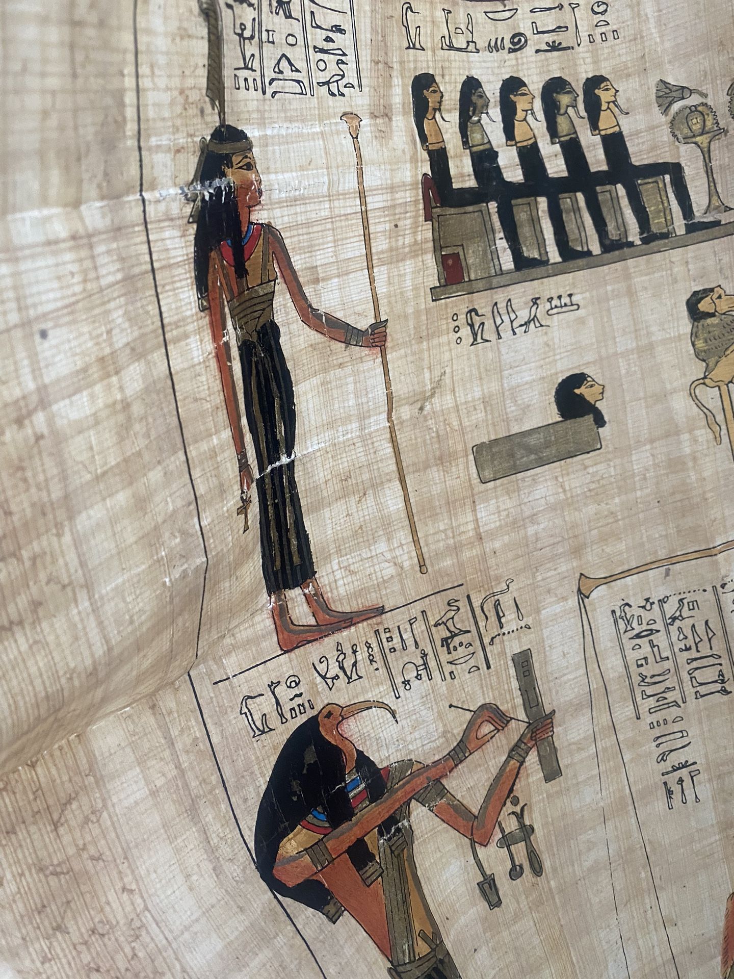 papyrus with Egyptian hieroglyphs and figures