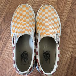 Vans Classic Blue Red Yellow Checked Slipon Sneakers   Men’s size 8