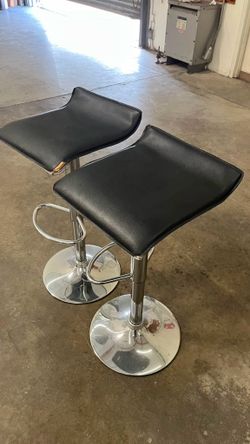 Set of 2 Black Leather Adjustable Swivel Bar Stools – $20 for Both!