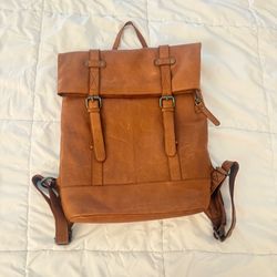 Brown leather backpack