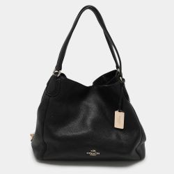 COACH BLACK LEATHER  EDIE 31 SATCHEL