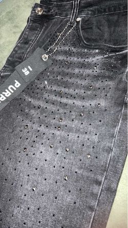 purple brand pants rhinestone flared