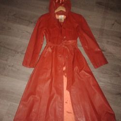 Gorgeous Vintage Leather Coat W Hoodie 